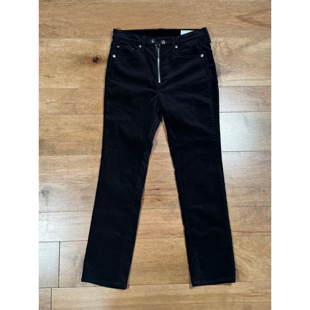 Rag & Bone Dojo High Waist Ankle Skinny Pants Black Velvet Women's 28 NWOT